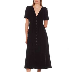 The Kooples Black Velvet Short Sleeve Midi Dress Dressy /Classic  New With Tags